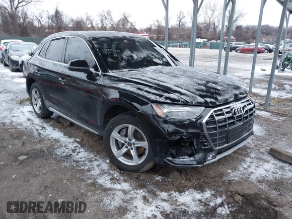 2021 Audi Q5 Premium with VIN WA1AAAFY4M2003069, listed as a IAAI auction lot 41374475 with 1 mi miles. Bid and sale history available at carsss.com. Image 1.