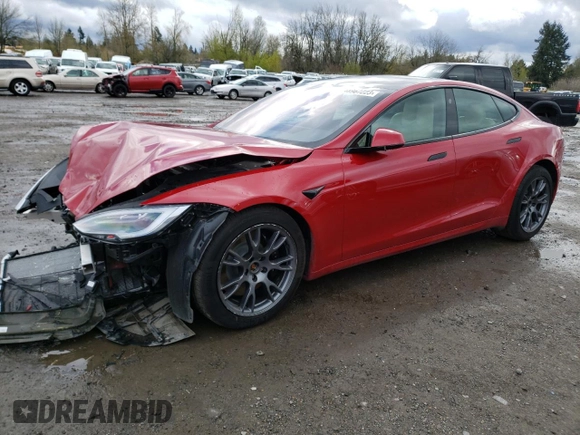 2022 Tesla Model S with VIN 5YJSA1E5XNF469508, listed as a Copart auction lot 48967223 with 6,546 mi miles and Salvage Title. Bid and sale history available at DreamBid. Image 1.