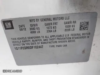 2013 Chevrolet Malibu ECO with VIN 1G11F5SR6DF162447, listed as a IAAI auction lot 41705059 with 168,670 mi miles. Bid and sale history available at carsss.com. Image 9.
