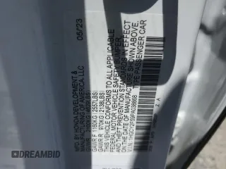 2023 Honda Accord Sport z VIN 1HGCY2F59PA038868, wystawiony jako Copart lot #58266245 z przebiegiem 43 772 mil mil oraz Szkoda całkowita • Salvage title. Historia ofert i sprzedaży dostępna na DreamBid. Obrazek 12.
