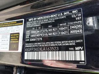 2020 Mercedes-Benz GLS 450 with VIN 4JGFF5KEXLA163523, listed as a IAAI auction lot 42270281 with 57,387 mi miles and . Bid and sale history available at DreamBid. Image 9.