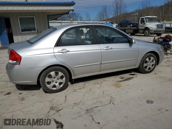 2009 Kia Spectra EX with VIN KNAFE221195655309, listed as a Copart auction lot 46620985 with 105,607 mi miles and Salvage Title. Bid and sale history available at DreamBid. Image 3.