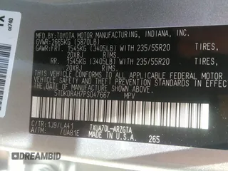 2023 Toyota Highlander L z VIN 5TDKDRAH7PS047667, wystawiony jako IAAI lot #42346321 z przebiegiem 24 917 mil mil oraz . Historia ofert i sprzedaży dostępna na DreamBid. Obrazek 9.
