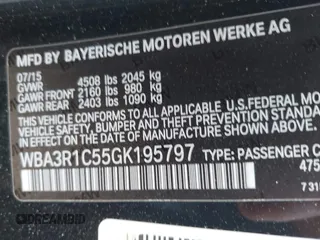 2016 BMW 4 Series 435i z VIN WBA3R1C55GK195797, wystawiony jako IAAI lot #41757208 z przebiegiem 79 795 mil mil oraz . Historia ofert i sprzedaży dostępna na DreamBid. Obrazek 9.