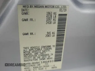 2019 Nissan Altima S z VIN 1N4BL4BV6KC186893, wystawiony jako Copart lot #56548915 z przebiegiem 154 357 mil mil oraz Czysty tytuł • Clean title. Historia ofert i sprzedaży dostępna na DreamBid. Obrazek 12.