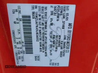 2005 Ford Explorer Sport Trac XLS z VIN 1FMZU67K45UB36052, wystawiony jako Copart lot #62982835 z przebiegiem 166 802 mil mil oraz Szkoda całkowita • Salvage title. Historia ofert i sprzedaży dostępna na DreamBid. Obrazek 12.
