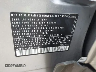 2024 Volkswagen Taos SE z VIN 3VVSX7B23RM047661, wystawiony jako IAAI lot #41609371 z przebiegiem 16 038 mil mil oraz . Historia ofert i sprzedaży dostępna na DreamBid. Obrazek 9.