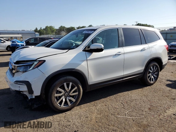 2021 Honda Pilot EX-L z VIN 5FNYF6H55MB038447, wystawiony jako Copart lot #62550255 z przebiegiem 79 877 mil mil oraz Szkoda całkowita • Salvage title. Historia ofert i sprzedaży dostępna na DreamBid. Obrazek 1.