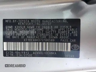 2007 Toyota Camry CE with VIN 4T1BE46K07U166589, listed as a Copart auction lot 85113434 with 257,214 mi miles and Clean Title. Bid and sale history available at DreamBid. Image 14.