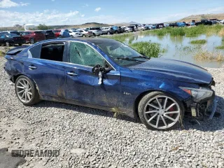 2017 Infiniti Q50 Red Sport 400 with VIN JN1FV7AP7HM850585, listed as a Copart auction lot 57649675 with 83,936 mi miles and Salvage title. Bid and sale history available at DreamBid. Image 4.
