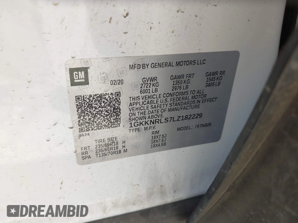 2020 GMC Acadia SLE с VIN 1GKKNRLS7LZ182229, выставлен на аукционе IAAI как лот 42442357 с пробегом 35 944 миль миль и . История ставок и продаж доступна на DreamBid. Изображение 9.