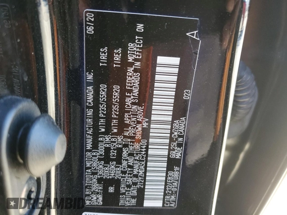 2020 Lexus RX with VIN 2T2YZMDA5LC244400, listed as a Copart auction lot 46684755 with 59,238 mi miles and Salvage Title. Bid and sale history available at carsss.com. Image 14.