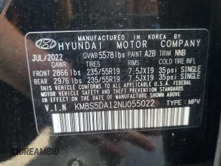 2022 Hyundai Santa Fe Hybrid Limited with VIN KM8S5DA12NU055022, listed as a Copart auction lot 70928634 with 32,367 mi miles and Salvage Title. Bid and sale history available at carsss.com. Image 15.