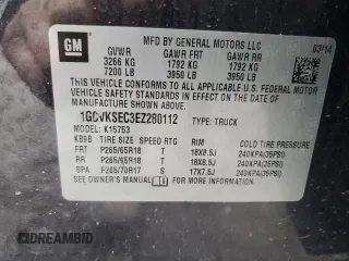 2014 Chevrolet Silverado 1500 LTZ with VIN 1GCVKSEC3EZ280112, listed as a Copart auction lot 49438665 with 126,195 mi miles and Clean Title. Bid and sale history available at DreamBid. Image 12.