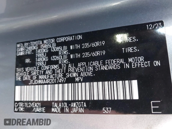2024 Lexus RX 350 z VIN JTJCHMAA4R2017497, wystawiony jako IAAI lot #42151491 z przebiegiem 17 707 mil mil oraz . Historia ofert i sprzedaży dostępna na DreamBid. Obrazek 9.