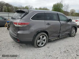 2015 Toyota Highlander Limited with VIN 5TDDKRFH9FS184714, listed as a Copart auction lot 50317275 with 160,481 mi miles and Salvage Title. Bid and sale history available at carsss.com. Image 3.