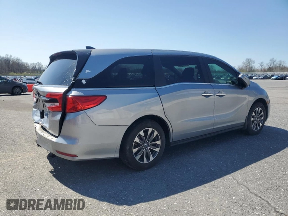 2022 Honda Odyssey EX-L with VIN 5FNRL6H73NB067462, listed as a Copart auction lot 53811365 with 44,182 mi miles and Salvage Title. Bid and sale history available at DreamBid. Image 3.