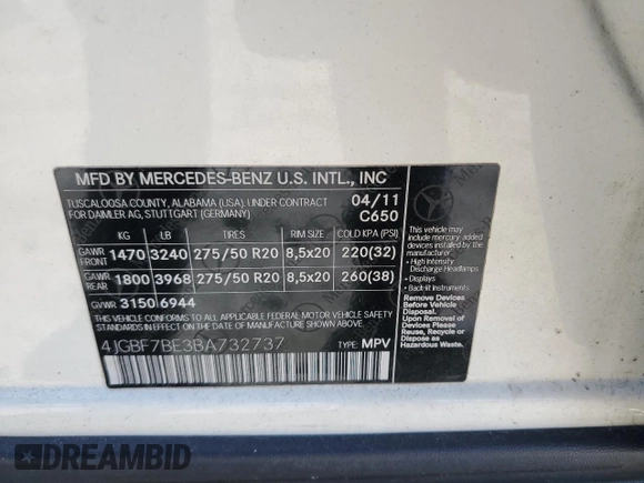 2011 Mercedes-Benz GL 450 with VIN 4JGBF7BE3BA732737, listed as a Copart auction lot 53545985 with 171,257 mi miles and Clean Title. Bid and sale history available at DreamBid. Image 14.