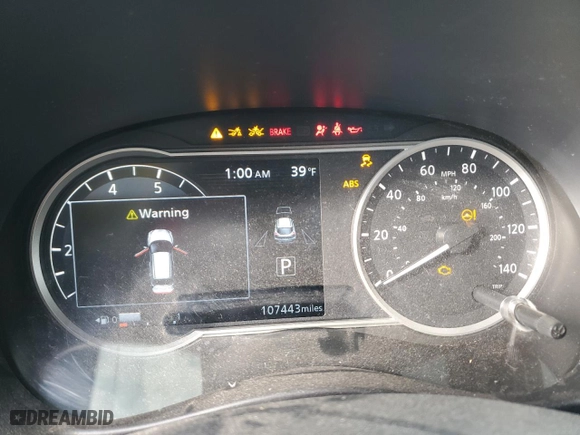 2020 Nissan Kicks SV with VIN 3N1CP5CV1LL527374, listed as a Copart auction lot 43770285 with 107,443 mi miles and Salvage Title. Bid and sale history available at carsss.com. Image 9.