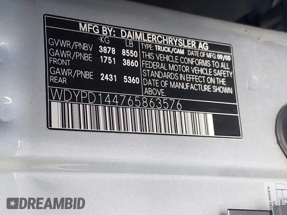 2006 Freightliner Sprinter with VIN WDYPD144765863576, listed as a IAAI auction lot 41901906 with 70,660 mi miles and . Bid and sale history available at DreamBid. Image 9.