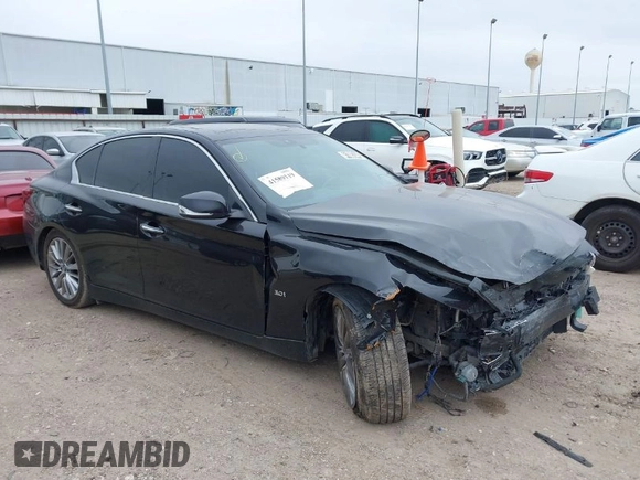 2018 Infiniti Q50 3.0t LUXE with VIN JN1EV7AP1JM351153, listed as a IAAI auction lot 41589119 with 103,915 mi miles. Bid and sale history available at carsss.com. Image 1.