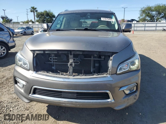 2015 Infiniti QX80 with VIN JN8AZ2NEXF9082838, listed as a Copart auction lot 51875485 with 138,533 mi miles and Salvage title. Bid and sale history available at DreamBid. Image 5.