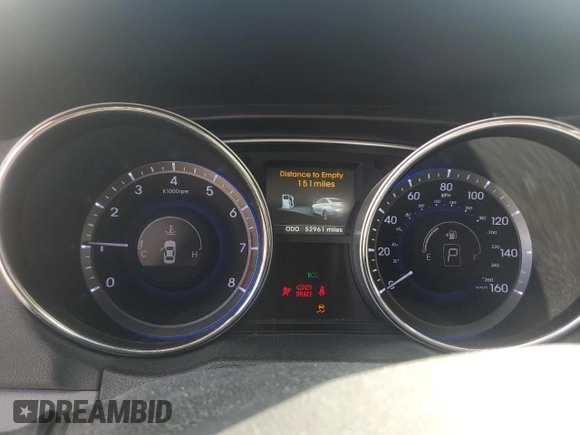 2014 Hyundai Sonata SE with VIN 5NPEC4AC0EH827178, listed as a Copart auction lot 52821265 with 52,961 mi miles and Salvage Title. Bid and sale history available at DreamBid. Image 9.