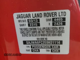 2014 Jaguar F-Type S with VIN SAJWA6FC2E8K01114, listed as a Copart auction lot 74242084 with Not Provided miles and Salvage Title. Bid and sale history available at DreamBid. Image 12.