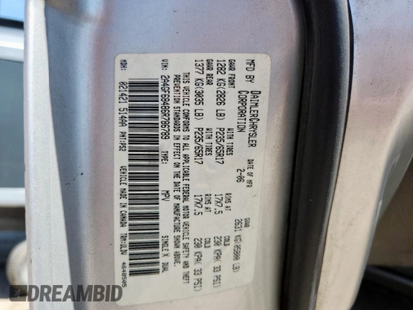 2006 Chrysler Pacifica Touring with VIN 2A4GF68486R786789, listed as a Copart auction lot 64670015 with Not provided miles and Clean title. Bid and sale history available at DreamBid. Image 13.