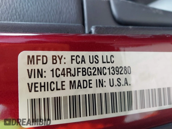 2022 Jeep Grand Cherokee Limited with VIN 1C4RJFBG2NC139280, listed as a IAAI auction lot 41599631 with 62,650 mi miles and . Bid and sale history available at DreamBid. Image 9.
