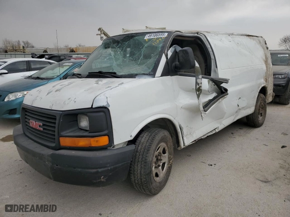 2004 GMC Savana Cargo Van with VIN 1GTFG15X541139395, listed as a Copart auction lot 49106595 with 0 mi miles and Salvage Title. Bid and sale history available at carsss.com. Image 1.