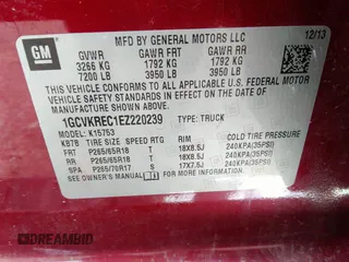 2014 Chevrolet Silverado 1500 LT with VIN 1GCVKREC1EZ220239, listed as a IAAI auction lot 37138278 with 86,715 mi miles and . Bid and sale history available at DreamBid. Image 9.