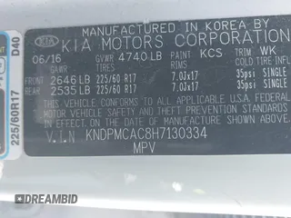2017 Kia Sportage LX with VIN KNDPMCAC8H7130334, listed as a IAAI auction lot 42184166 with 128,364 mi miles and . Bid and sale history available at carsss.com. Image 9.