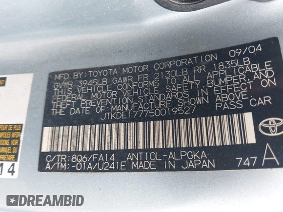 2005 Scion tC with VIN JTKDE177750019527, listed as a IAAI auction lot 42196210 with 172,523 mi miles and . Bid and sale history available at DreamBid. Image 9.