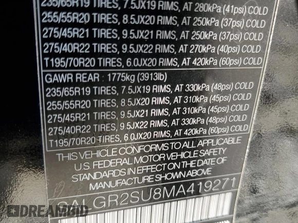 2021 Land Rover Range Rover z VIN SALGR2SU8MA419271, wystawiony jako Copart lot #47368034 z przebiegiem 48 339 mil mil oraz Szkoda całkowita • Salvage title. Historia ofert i sprzedaży dostępna na DreamBid. Obrazek 12.