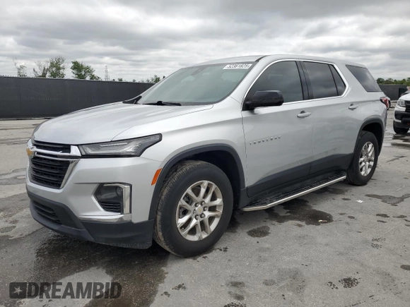 2022 Chevrolet Traverse LS with VIN 1GNERFKW1NJ100987, listed as a Copart auction lot 52361825 with 34,846 mi miles and Salvage title. Bid and sale history available at DreamBid. Image 1.