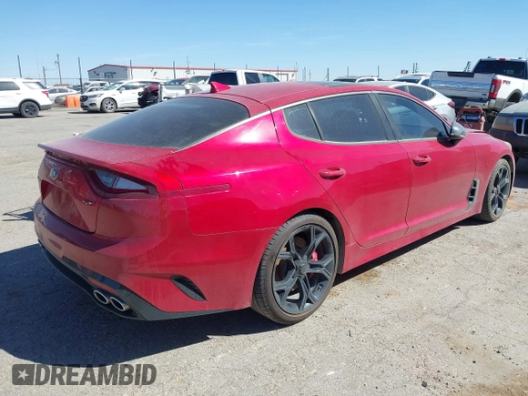 2019 Kia Stinger GT1 with VIN KNAE45LC4K6058140, listed as a IAAI auction lot 41859753 with 63,847 mi miles and . Bid and sale history available at DreamBid. Image 4.