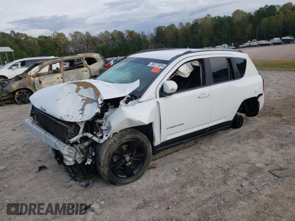 2015 Jeep Compass Latitude with VIN 1C4NJCEB9FD264284, listed as a Copart auction lot 76277334 with 104,275 mi miles and Salvage Title. Bid and sale history available at carsss.com. Image 1.