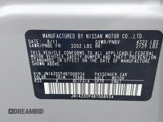 2011 Nissan LEAF SL-e with VIN JN1AZ0CP4BT008934, listed as a IAAI auction lot 42149847 with 103,444 mi miles and . Bid and sale history available at DreamBid. Image 9.