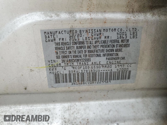 2021 Nissan Sentra SV with VIN 3N1AB8CV0MY229989, listed as a Copart auction lot 48766635 with Not Provided miles and Salvage Title. Bid and sale history available at carsss.com. Image 13.