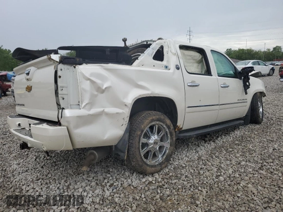 2013 Chevrolet Avalanche LTZ with VIN 3GNTKGE70DG107029, listed as a Copart auction lot 56947685 with Not provided miles and Salvage title. Bid and sale history available at DreamBid. Image 3.