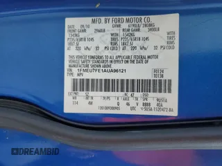 2010 Ford Explorer Limited с VIN 1FMEU7FE1AUA96121, выставлен на аукционе Copart как лот 53091635 с пробегом 170 633 миль миль и Списание • Salvage title. История ставок и продаж доступна на DreamBid. Изображение 13.