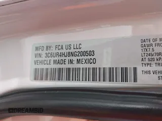 2022 Ram 2500 Tradesman with VIN 3C6UR4HJ8NG200503, listed as a IAAI auction lot 41726564 with 157,884 mi miles and . Bid and sale history available at DreamBid. Image 9.