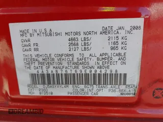 2009 Mitsubishi Galant Ralliart with VIN 4A3AB76T69E004298, listed as a IAAI auction lot 42067435 with 183,415 mi miles. Bid and sale history available at carsss.com. Image 9.