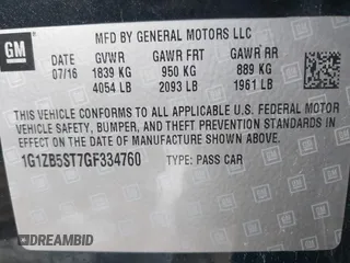 2016 Chevrolet Malibu LS with VIN 1G1ZB5ST7GF334760, listed as a IAAI auction lot 42007865 with 113,776 mi miles and . Bid and sale history available at carsss.com. Image 9.
