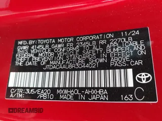 2024 Toyota Prius LE with VIN JTDACAAU8R3044021, listed as a IAAI auction lot 42169592 with 333 mi miles and . Bid and sale history available at DreamBid. Image 9.