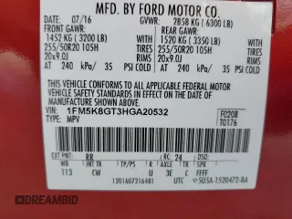 2017 Ford Explorer Sport z VIN 1FM5K8GT3HGA20532, wystawiony jako Copart lot #43986095 z przebiegiem 74 972 mil mil oraz Szkoda całkowita • Salvage title. Historia ofert i sprzedaży dostępna na DreamBid. Obrazek 15.