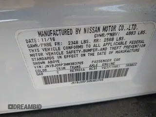 2017 Infiniti QX50 with VIN JN1BJ0RP3HM383705, listed as a IAAI auction lot 41794778 with 68,739 mi miles. Bid and sale history available at carsss.com. Image 9.