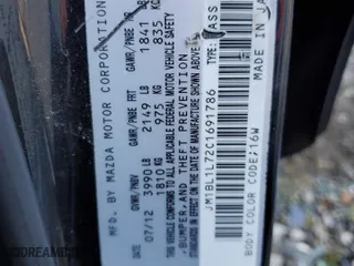 2012 Mazda Mazda3 i Touring with VIN JM1BL1L72C1691786, listed as a Copart auction lot 43922155 with 197,016 mi miles and Salvage Title. Bid and sale history available at carsss.com. Image 12.