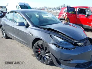 2021 Tesla Model 3 Performance with VIN 5YJ3E1EC3MF082532, listed as a IAAI auction lot 41757905 with 60,431 mi miles and . Bid and sale history available at DreamBid. Image 1.